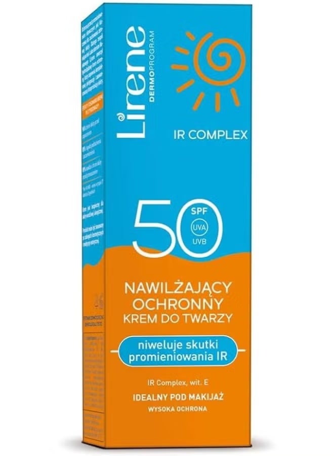 كريم وجه مرطب وواقٍ من الشمس Lirene IR Complex، SPF 50 | يقضي على آثار الإشعاع، 40 مل